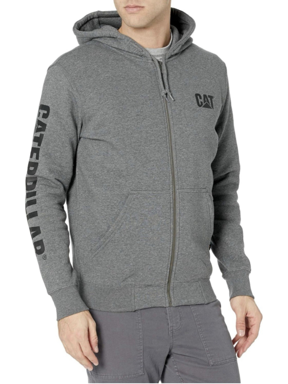 NWT CAT Caterpillar Heavy Equipment Men’s Full Zip Hooded Sweatshirt Size M